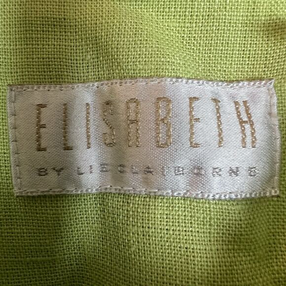 Elisabeth Women's Size 16 Button Up Shirt 100% Linen Long Sleeves Lime Green - Picture 5 of 9